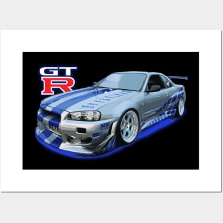 KV2 Athlete Silver JDM CAR R34 bnr34 V-SPEC v-spec II paul walker Posters and Art